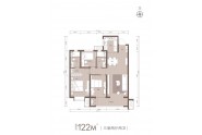 保利大都汇122㎡三室两厅两卫户型图